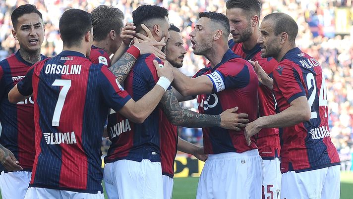 27 aprile 2019, Bologna-Empoli 3-1: l'esultanza dei giocatori rossoblu (credits: GETTY Images) 27 aprile 2019, Bologna-Empoli 3-1: l'esultanza dei giocatori rossoblu (credits: GETTY Images)