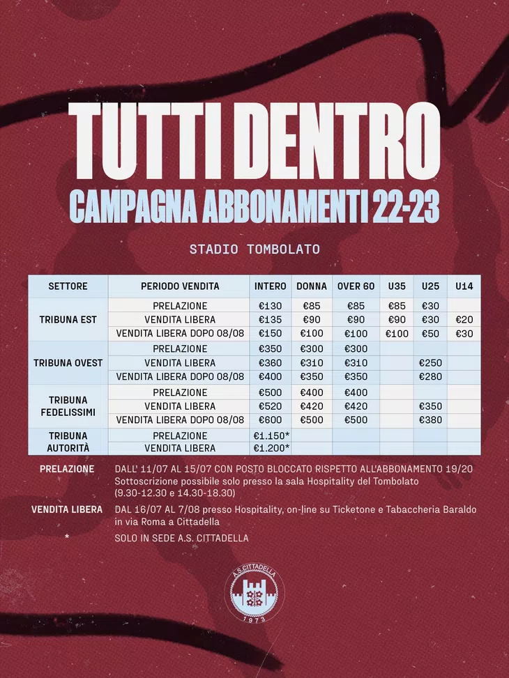 Il Cittadella chiama a raccolta i suoi tifosi: via alla campagna abbonamenti- immagine 2