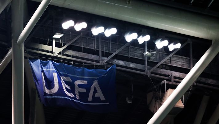DUBLIN, IRELAND - MARCH 26: General view of UEFA flag during the 2020 UEFA European Championships group D qualifying match between Republic of Ireland and Georgia at Aviva Stadium on March 26, 2019 in Dublin, Ireland. (Photo by Catherine Ivill/Getty Images) 