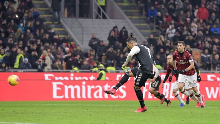 MILAN, ITALY - FEBRUARY 13: Cristiano Ronaldo of Juventus scores a penalty kick (1-1) during the Coppa Italia Semi Final match between AC Milan and Juventus at Stadio Giuseppe Meazza on February 13, 2020 in Milan, Italy. (Photo by Daniele Badolato - Juventus FC/Juventus FC via Getty Images) MILAN, ITALY - FEBRUARY 13: Cristiano Ronaldo of Juventus scores a penalty kick (1-1) during the Coppa Italia Semi Final match between AC Milan and Juventus at Stadio Giuseppe Meazza on February 13, 2020 in Milan, Italy. (Photo by Daniele Badolato - Juventus FC/Juventus FC via Getty Images)