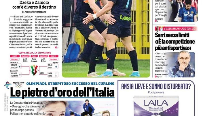 Prima Pagina, Corriere dello Sport: “Reazione da Inter. Bastoni shock” - immagine 1