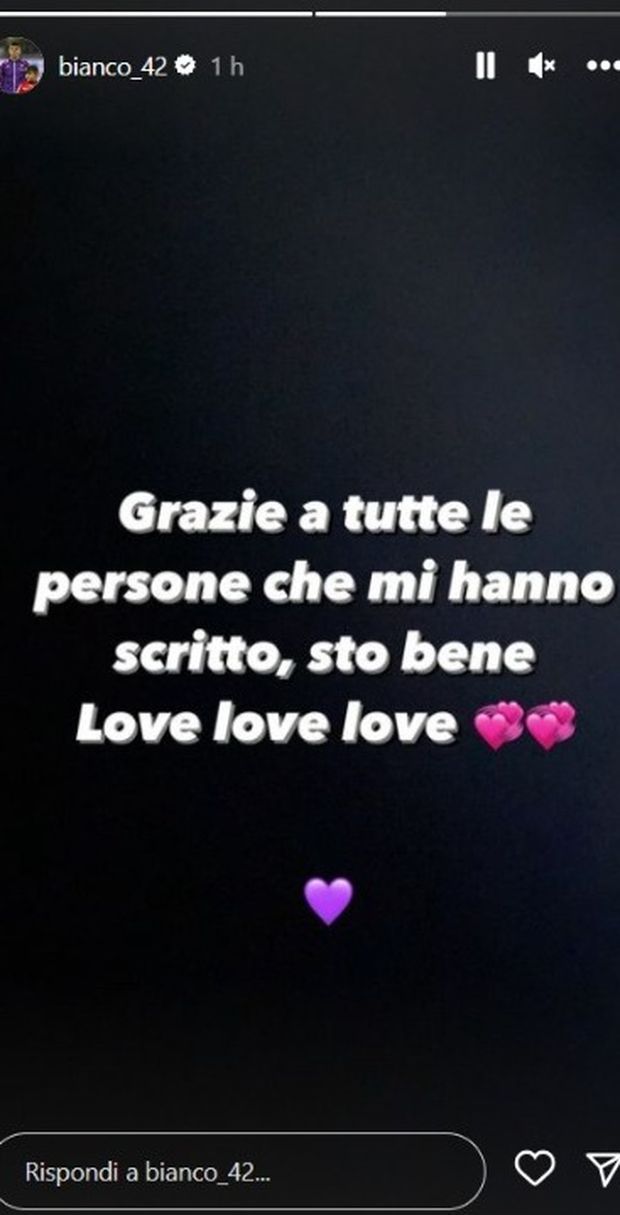 Bianco rassicura tutti dopo il pugno: “Sto bene, grazie per i messaggi”- immagine 2