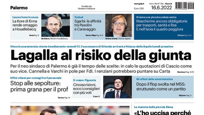 Prima Pagina, Giornale di Sicilia: “In bilico i gioielli rosanero. I due bomber…” Prima Pagina