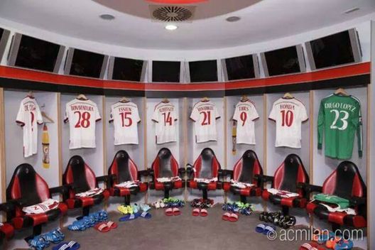 Spogliatoio del MIlan (Fonte: acmilan.com) Spogliatoio del MIlan (Fonte: acmilan.com)