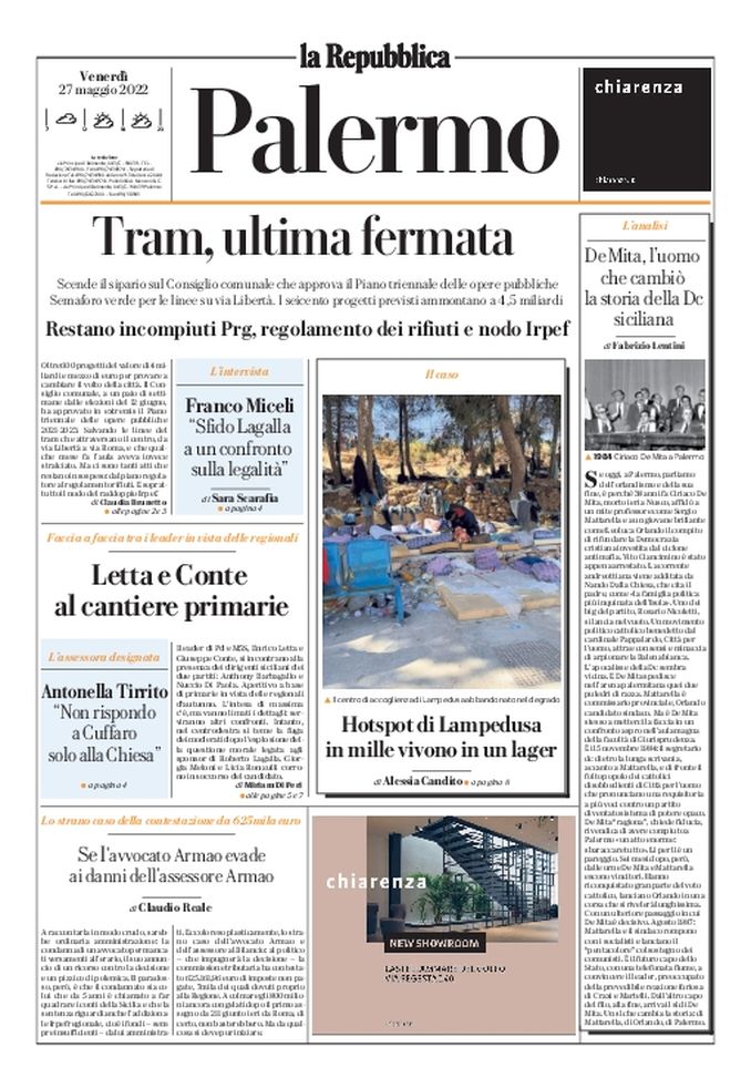 Prima Pagina, La Repubblica-Palermo: “Tram, ultima fermata” - immagine 1