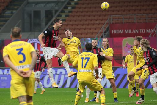 MILAN, ITALY - NOVEMBER 08: Zlatan Ibrahimovic of AC Milan scores his goal during the Serie A match between AC Milan and Hellas Verona FC at Stadio Giuseppe Meazza on November 8, 2020 in Milan, Italy. (Photo by Emilio Andreoli/Getty Images) MILAN, ITALY - NOVEMBER 08: Zlatan Ibrahimovic of AC Milan scores his goal during the Serie A match between AC Milan and Hellas Verona FC at Stadio Giuseppe Meazza on November 8, 2020 in Milan, Italy. (Photo by Emilio Andreoli/Getty Images)