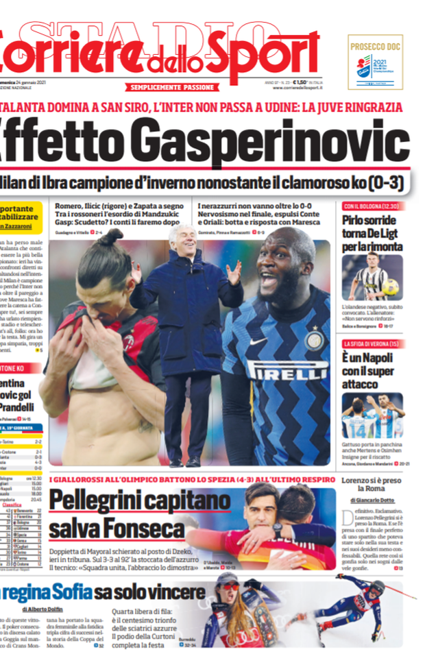Prime Pagina, Corriere dello Sport: &#8220;L&#8217;Atalanta domina a San Siro: effetto Gasperinovic&#8221; 