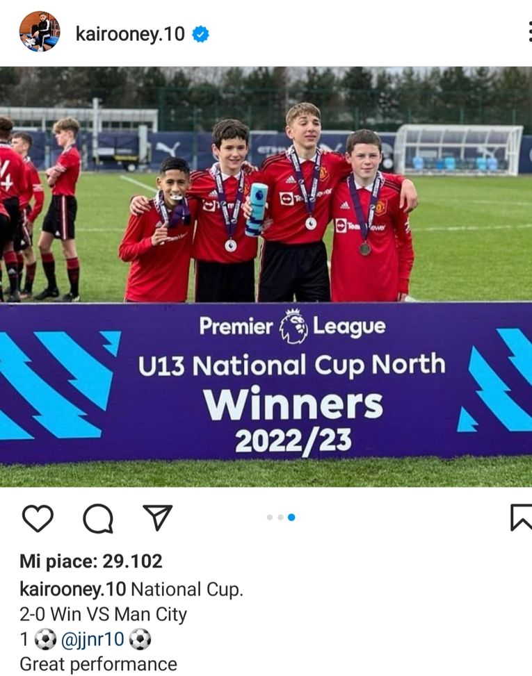 Il figlio di Wayne Rooney, Kai, sulle orme di papà: Manchester United ok nel derby Under 13 sul City- immagine 2