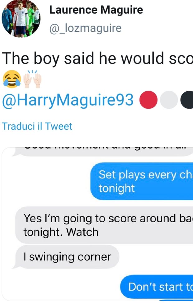 Ecco la prova: Maguire ci aveva preso, sentiva che avrebbe fatto gol e ha segnato! Ecco la prova: Maguire ci aveva preso, sentiva che avrebbe fatto gol e ha segnato!