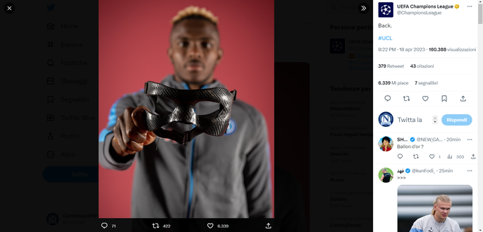 FOTO La UEFA celebra il ritorno di Osimhen e la sua mascherina- immagine 2