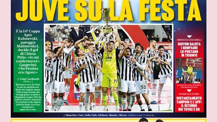 Prima Pagina, La Gazzetta dello Sport: “Juve su la festa. Conte-Inter, c’è fiducia. Calhanoglu in uscita?”  Prima Pagina, La Gazzetta dello Sport: “Juve su la festa. Conte-Inter, c’è fiducia. Calhanoglu in uscita?”