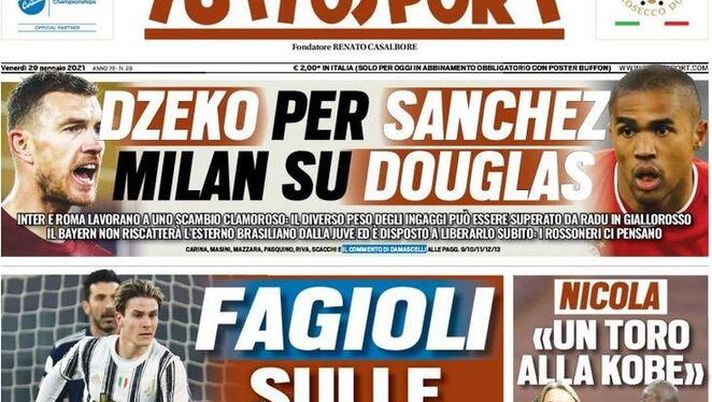 Tuttosport, la prima pagina di oggi, venerdì 29 gennaio 2021 