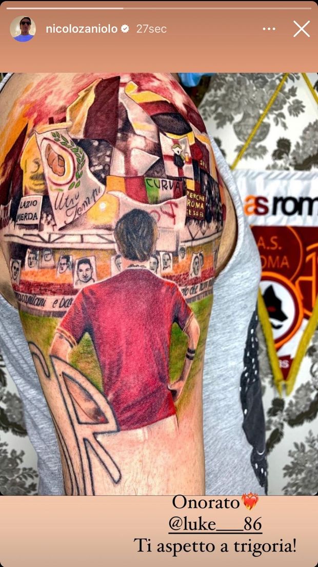Tifoso si tatua Zaniolo con la maglia della Roma: il giocatore lo invita a Trigoria- immagine 2
