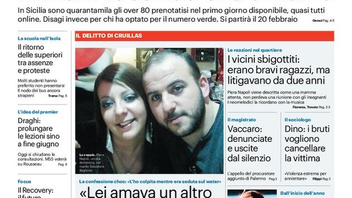 Prima Pagina, Giornale di Sicilia: “Anziani vaccinati entro marzo. Si partirà il 20 febbraio” Prima Pagina, Giornale di Sicilia: “Anziani vaccinati entro marzo. Si partirà il 20 febbraio”