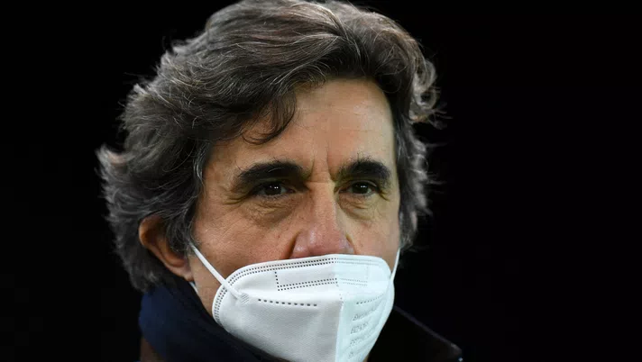 UDINE, ITALY - APRIL 10: Urbano Cairo, President of Torino FC looks on  during the Serie A match between Udinese Calcio  and Torino FC at Dacia Arena on April 10, 2021 in Udine, Italy. Sporting stadiums around Italy remain under strict restrictions due to the Coronavirus Pandemic as Government social distancing laws prohibit fans inside venues resulting in games being played behind closed doors.  (Photo by Alessandro Sabattini/Getty Images)