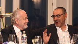 Tweet Ssc Napoli, Sarri ride con De Laurentiis | FOTO