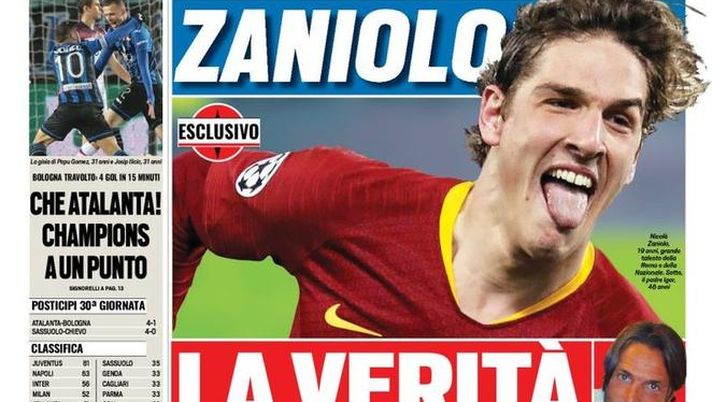 Prima Pagina, Tuttosport: &#8220;Zaniolo, la verità. Inter-Icardi, patto per l&#8217;Europa. Leonardo, aiuta Gattuso!&#8221; 