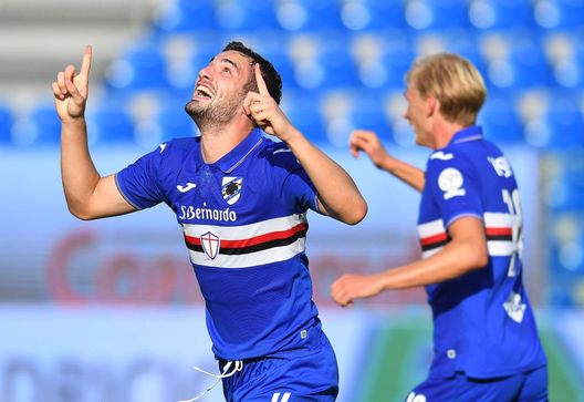 PARMA, ITALY - JULY 19: Federico Bonazzoli of UC Sampdoria celebrates after scoring his team third goal during the Serie A match between Parma Calcio and UC Sampdoria at Stadio Ennio Tardini on July 19, 2020 in Parma, Italy. (Photo by Alessandro Sabattini/Getty Images) PARMA, ITALY - JULY 19: Federico Bonazzoli of UC Sampdoria celebrates after scoring his team third goal during the Serie A match between Parma Calcio and UC Sampdoria at Stadio Ennio Tardini on July 19, 2020 in Parma, Italy. (Photo by Alessandro Sabattini/Getty Images)