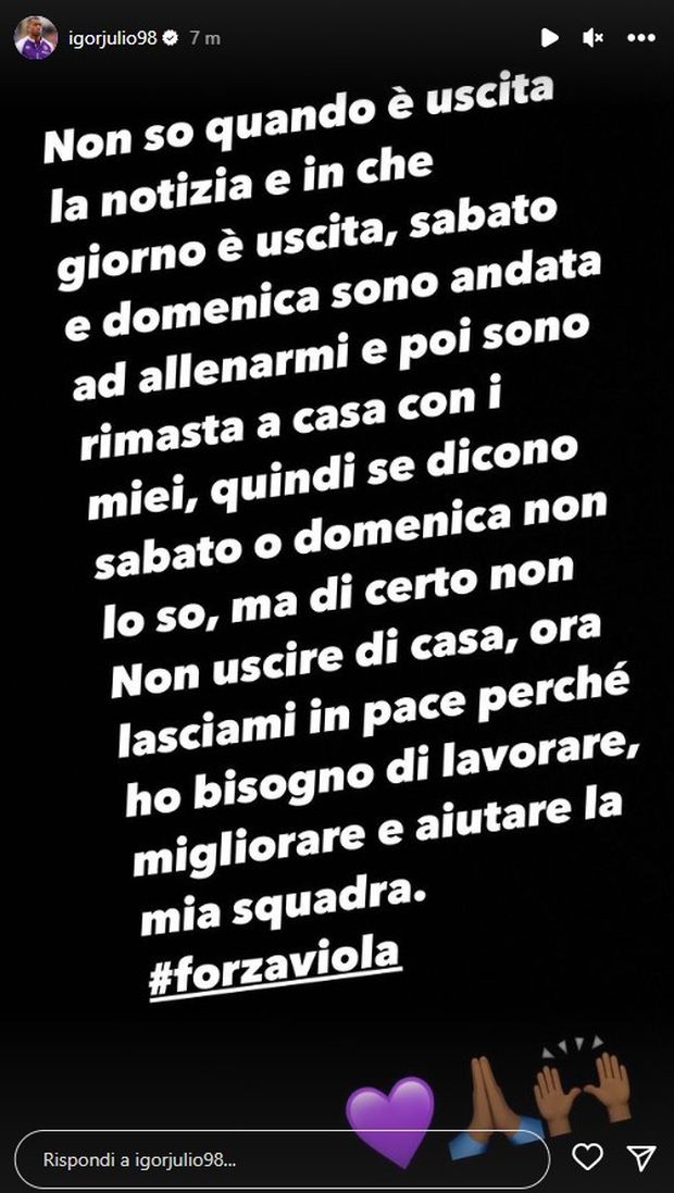 Igor su Instagram: “Io a una festa? Falso, non mettete il mio nome in cattiva luce”- immagine 3