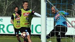 Allenamento pomeridiano per il Napoli a Castel Volturno in vista del match di domenica contro
