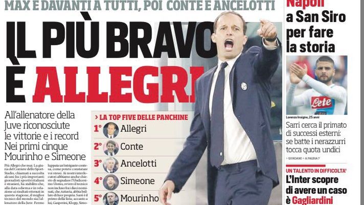 Prima Pagina, Corriere dello Sport: “Il più bravo è Allegri. Montella vuole Dzeko, operazione difficile” Prima Pagina, Corriere dello Sport: “Il più bravo è Allegri. Montella vuole Dzeko, operazione difficile”