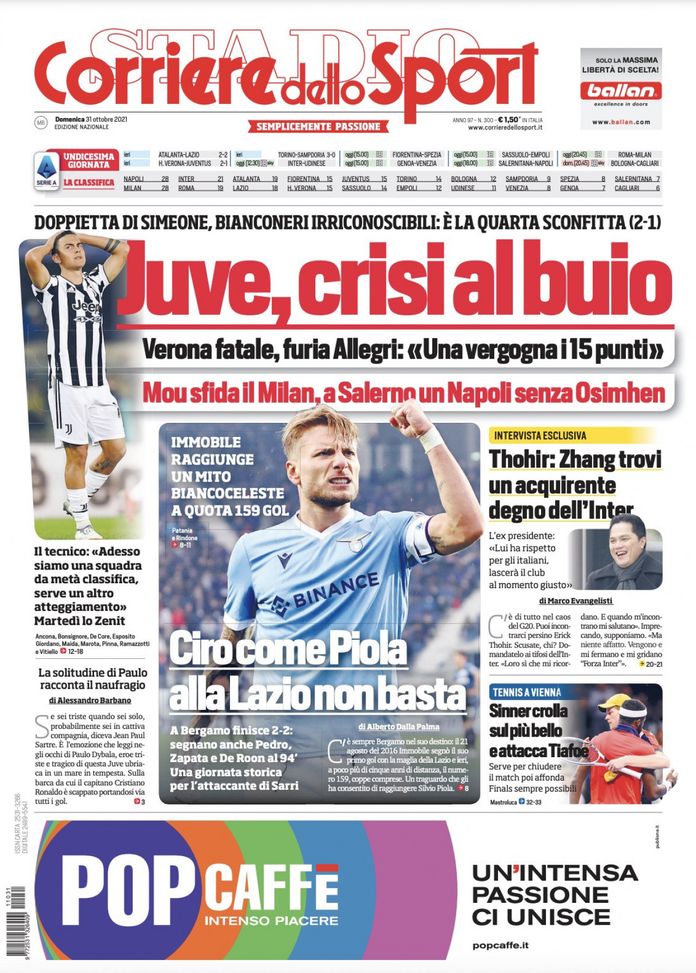 Prima Pagina, Corriere dello Sport: “Juve, crisi al buio. Bianconeri irriconoscibili” - immagine 1