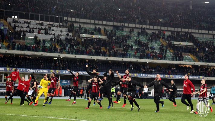 I giocatori del Milan festeggiano una vittoria, Twitter Pepe Reina 