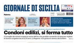 Prima Pagina, Giornale di Sicilia: “Condoni edilizi, si ferma tutto”