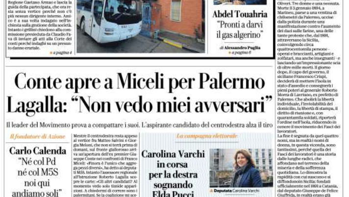 Prima Pagina, La Repubblica-Palermo: “Conte apre a Miceli per Palermo”  prima pagina