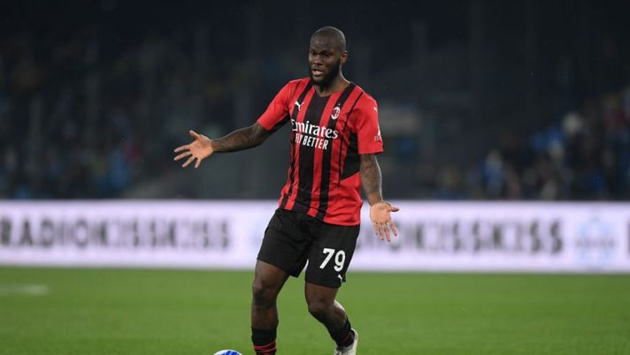 NAPLES, ITALY - MARCH 06: Franck Kessie of AC Milan during the Serie A match between SSC Napoli and AC Milan at Stadio Diego Armando Maradona on March 06, 2022 in Naples, Italy. (Photo by Francesco Pecoraro/Getty Images) Giroud in pole, pronti Kessié e Saelemaekers: tutto sulla probabile formazione del Milan - immagine 1