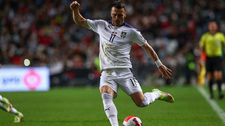 LISBON, PORTUGAL - NOVEMBER 14: Filip Kostic of Serbia during the 2022 FIFA World Cup Qualifier match between Portugal and Serbia at Estadio Jose Alvalade on November 14, 2021 in Lisbon, Lisboa. (Photo by Carlos Rodrigues/Getty Images) LISBON, PORTUGAL - NOVEMBER 14: Filip Kostic of Serbia during the 2022 FIFA World Cup Qualifier match between Portugal and Serbia at Estadio Jose Alvalade on November 14, 2021 in Lisbon, Lisboa. (Photo by Carlos Rodrigues/Getty Images)