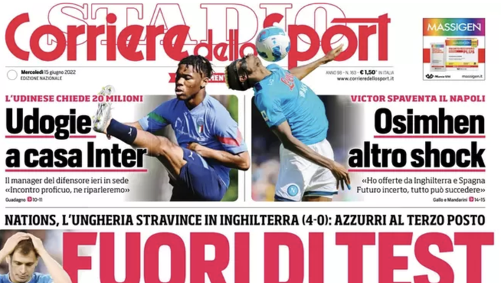 Prima Pagina, Corriere dello Sport: “Italia fuori di test. Osimhen altro shock” prima pagina