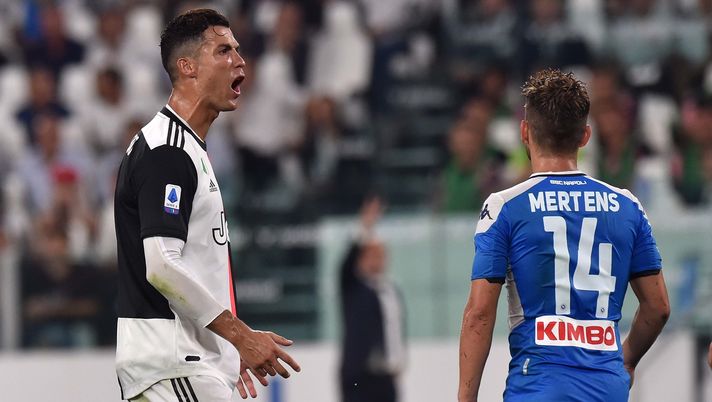 TURIN, ITALY - AUGUST 31: Cristiano Ronaldo of Juventus reacts during the Serie A match between Juventus and SSC Napoli at Allianz Stadium on August 31, 2019 i  (Photo by Tullio Puglia - Juventus/Juventus FC via Getty Images) 