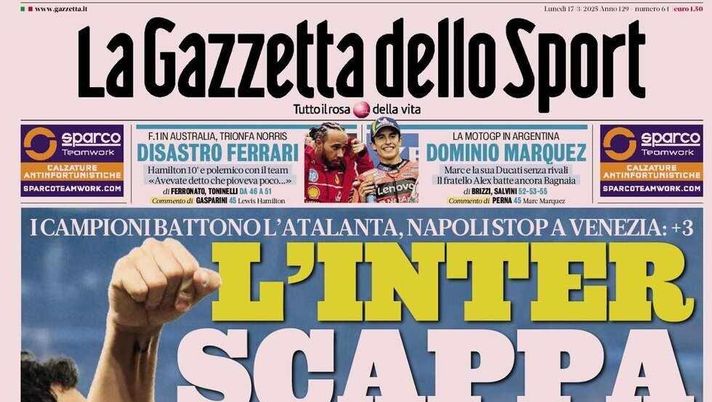 PRIMA PAGINA GAZZETTA DELLO SPORT OGGI: “Inzaghi al rinnovo, ci metto la firma”