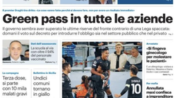Prima Pagina, Giornale di Sicilia: “Green pass in tutte le aziende. Via alla 3′ dose”