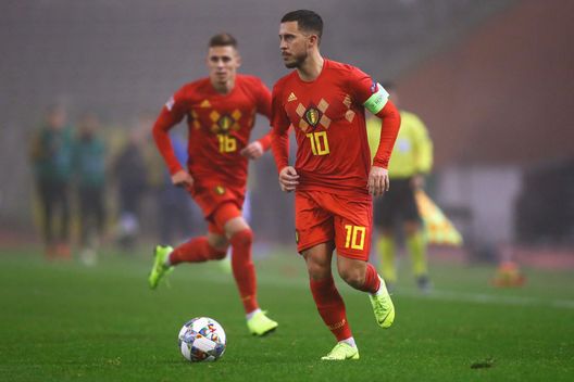 BRUSSELS, BELGIUM - NOVEMBER 15: Eden Hazard #10 and Thorgan Hazard #16 of Belgium in action during the UEFA Nations League A group two match between Belgium and Iceland at King Baudouin Stadium on November 15, 2018 in Brussels, Belgium. (Photo by Dean Mouhtaropoulos/Getty Images) BRUSSELS, BELGIUM - NOVEMBER 15: Eden Hazard #10 and Thorgan Hazard #16 of Belgium in action during the UEFA Nations League A group two match between Belgium and Iceland at King Baudouin Stadium on November 15, 2018 in Brussels, Belgium. (Photo by Dean Mouhtaropoulos/Getty Images)