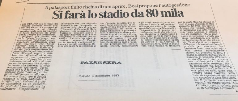 Articolo del 3 dicembre 1983 pubblicato su "Paese Sera" Articolo del 3 dicembre 1983 pubblicato su "Paese Sera"