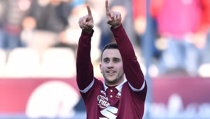 TURIN, ITALY - JANUARY 12:  Alejandro Berenguer (R) of Torino FC celebrates the opening goal during the Serie A match between Torino FC and Bologna FC at Stadio Olimpico di Torino on January 12, 2020 in Turin, Italy.  (Photo by Valerio Pennicino/Getty Images)