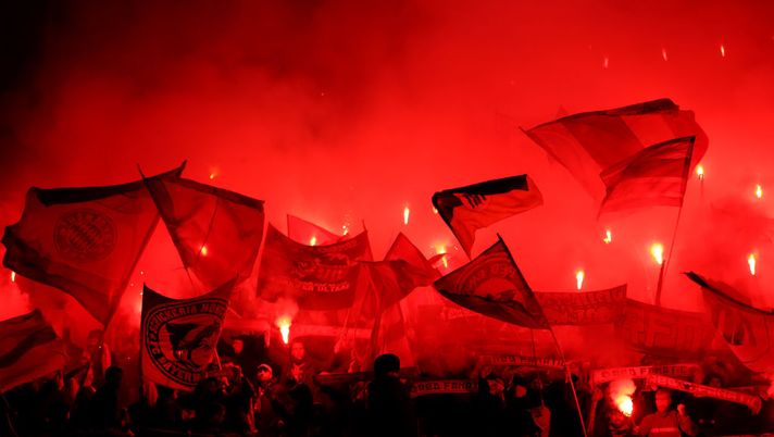 BELGRADE, SERBIA - NOVEMBER 26: Fans of Bayern Muenchen are seen during the UEFA Champions League group B match between Crvena Zvezda and Bayern Muenchen at Rajko Mitic Stadium on November 26, 2019 in Belgrade, Serbia. (Photo by Lars Baron/Bongarts/Getty Images) 