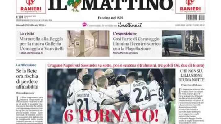 prima pagina il mattino oggi