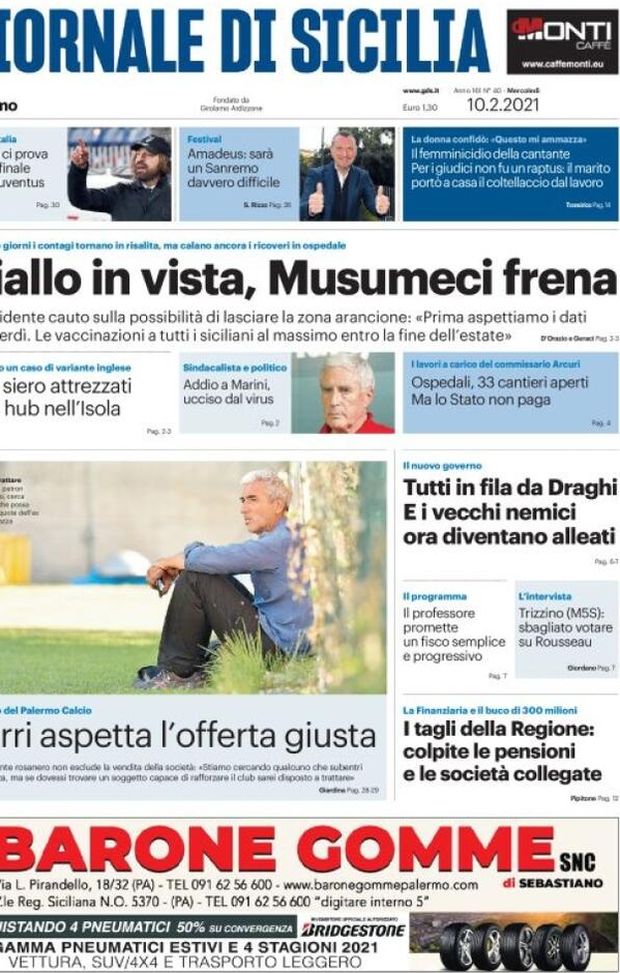 Prima Pagina, Giornale di Sicilia: “Giallo in vista, Musumeci frena. Mirri aspetta l’offerta giusta” 