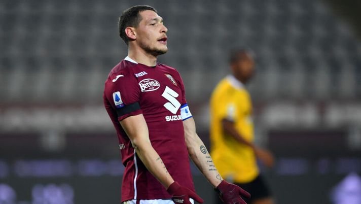 TURIN, ITALY - DECEMBER 12: Andrea Belotti of Torino F.C. reacts during the Serie A match between Torino FC and Udinese Calcio at Stadio Olimpico di Torino on December 12, 2020 in Turin, Italy. Sporting stadiums around Italy remain under strict restrictions due to the Coronavirus Pandemic as Government social distancing laws prohibit fans inside venues resulting in games being played behind closed doors. (Photo by Valerio Pennicino/Getty Images) Torino-Milan, formazioni ufficiali: a sorpresa c’è Bonazzoli! Out Belotti, gioca Rebic - immagine 1
