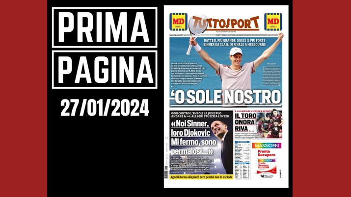 Prima pagina Tuttosport: la gioia per Sinner e la Serie A