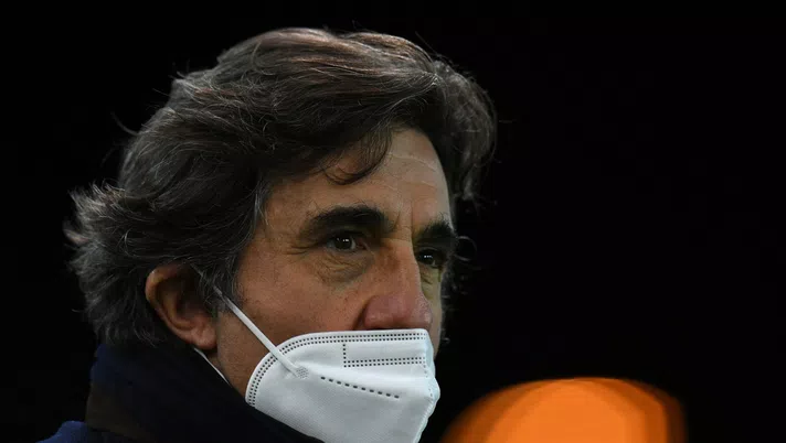 UDINE, ITALY - APRIL 10: Urbano Cairo, President of Torino FC looks on  during the Serie A match between Udinese Calcio  and Torino FC at Dacia Arena on April 10, 2021 in Udine, Italy. Sporting stadiums around Italy remain under strict restrictions due to the Coronavirus Pandemic as Government social distancing laws prohibit fans inside venues resulting in games being played behind closed doors.  (Photo by Alessandro Sabattini/Getty Images)