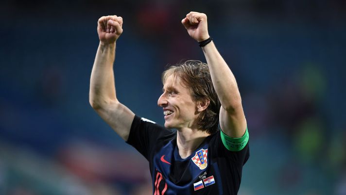 SOCHI, RUSSIA - JULY 07:  Luka Modric of Croatia celebrates following his sides victory in the 2018 FIFA World Cup Russia Quarter Final match between Russia and Croatia at Fisht Stadium on July 7, 2018 in Sochi, Russia.  (Photo by Shaun Botterill/Getty Images)  Croazia