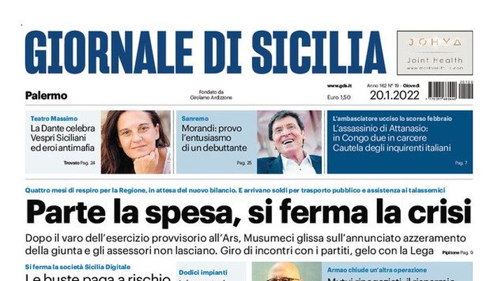 Prima Pagina, Giornale di Sicilia: “Parte la spesa, si ferma la crisi” - immagine 1