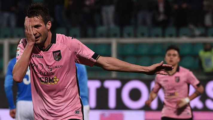 Franco Vazquez esulta durante Palermo-Napoli 3-1 
