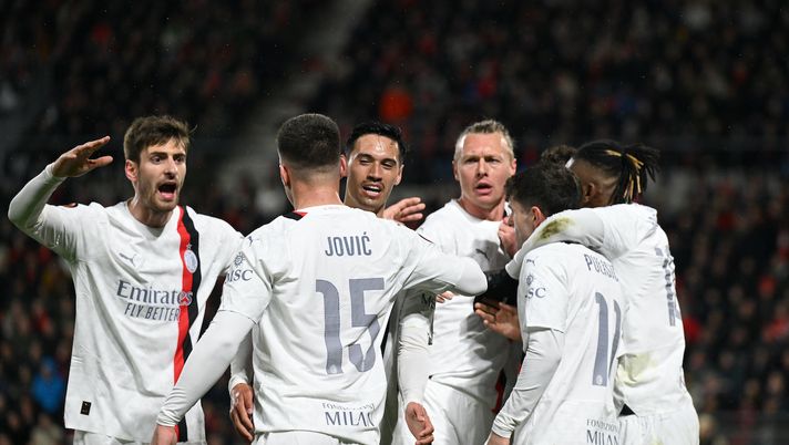 esultanza gol Luka Jovic AC Milan Rennes-Milan 3-2 Europa League 2023-2024