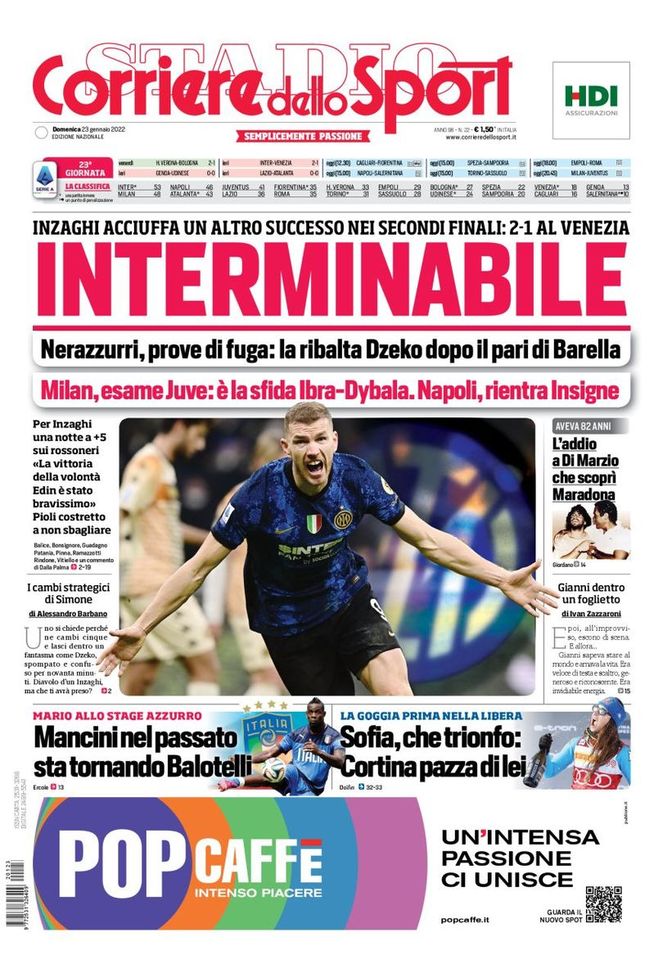 Prima Pagina, Corriere dello Sport: “Interminabile. Nerazzurri, prove di fuga” Prima Pagina, Corriere dello Sport: “Interminabile. Nerazzurri, prove di fuga” - immagine 1