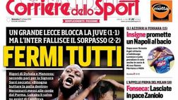 EDICOLA / CdS: Fermi tutti. Il Lecce blocca la Juve, ma l’Inter fallisce il sorpasso